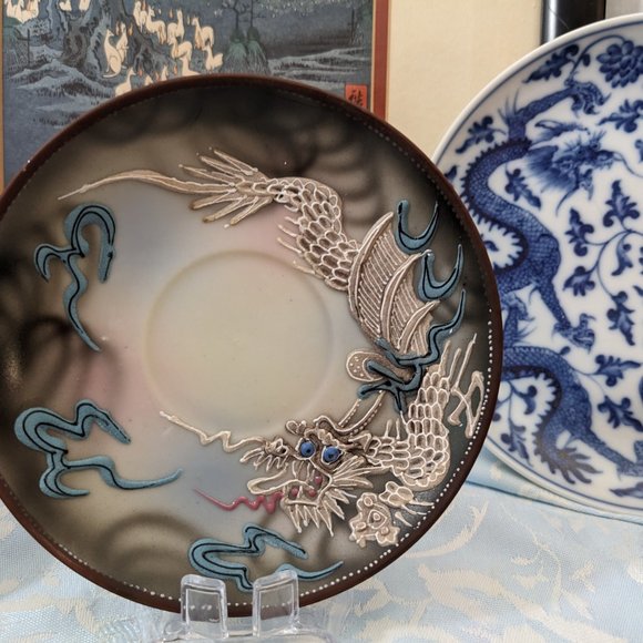 COPY - Amazing Detailed Vtg. Moriage Dragonware Porcelain Teacup/ Saucer 3 Sets… - Picture 4 of 14